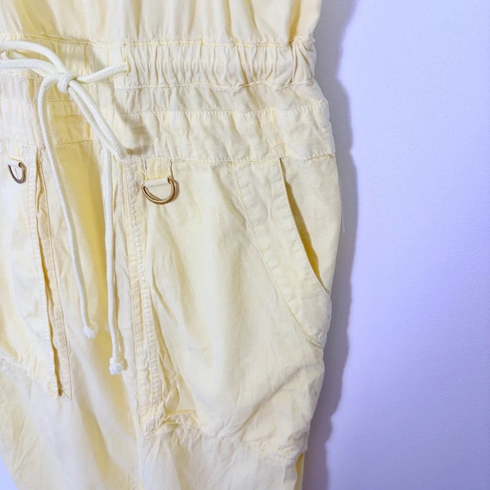 Free People Gracie Skirtall Yellow Maxi Overall Dress Size L OB1671460